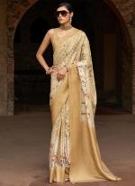 Tussar Silk Golden Ceremonial Wear Printed Saree